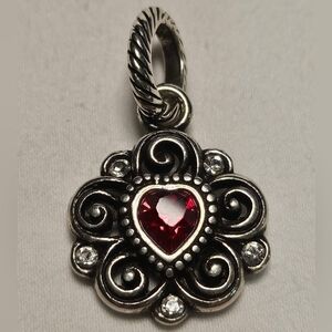Brighton Birthstone Red Heart Charm Dangle Swarovski Crystals July Retired EUC
